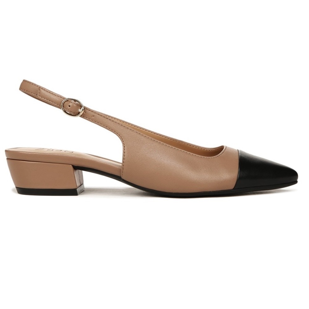 Naturalizer Banks Beige Leather Cap Toe Slingback Pumps size 6